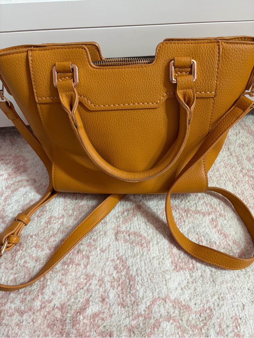 Madison West Mustard Structured Crossbody Satchel - Picture 2 of 4